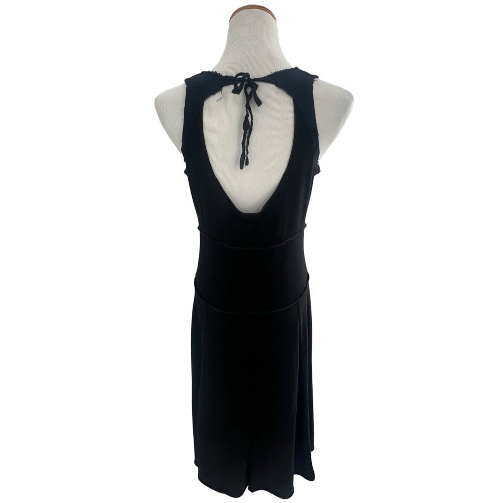 Free People Black Sleeveless V-Neck & Open Back w/Tie Detail Raw Hem Dress - Picture 6 of 13